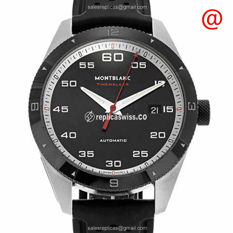 Mont Blanc 116059 TIMEWALKER — Automatic Movement, Black Dial, Stainless Steel Case Watch