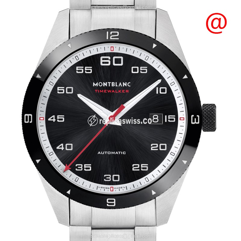 Mont Blanc 116060 TIMEWALKER Replica, Automatic Movement, Black Dial, Stainless Steel Case Watch
