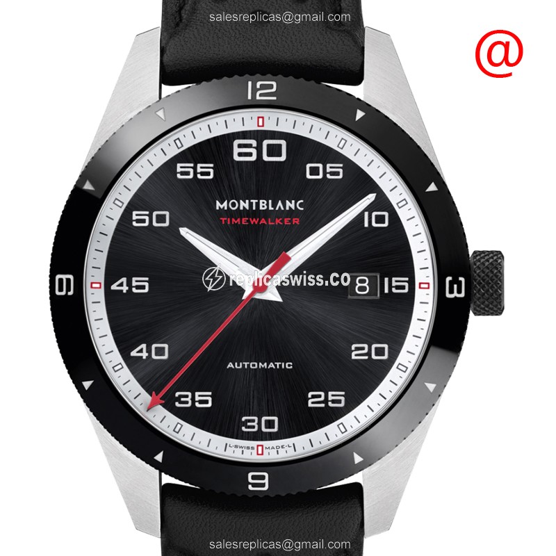 Mont Blanc 116061 TIMEWALKER Automatic Steel Case, Black Dial, Genuine Sapphire Crystal Watch