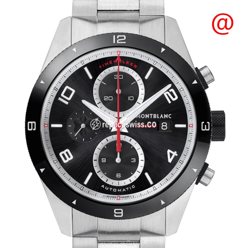 Mont Blanc 116097 TIMEWALKER Replica, Automatic Movement, Black Dial, Steel Case Watch