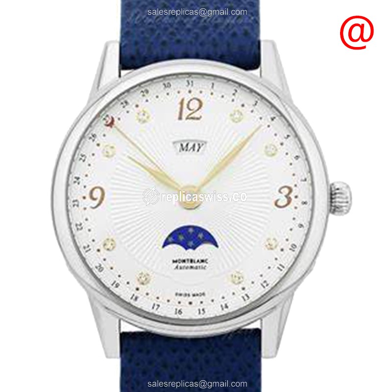 Mont Blanc 119938 BOHEME — White Dial, Automatic Movement, Leather Strap Watch