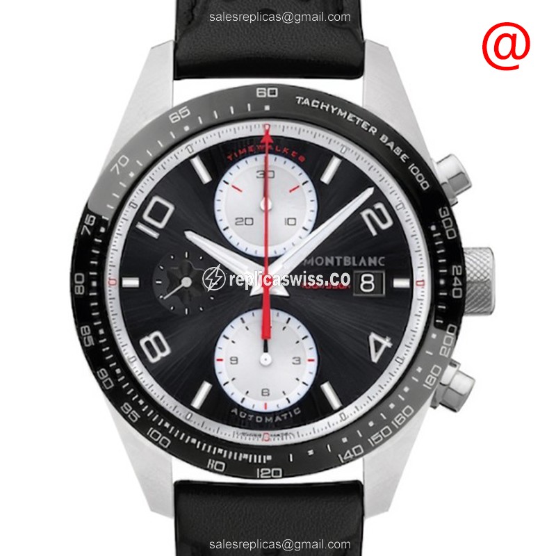 Mont Blanc 119941 TIMEWALKER Replica, Automatic Movement, Black Dial & Leather Strap Watch