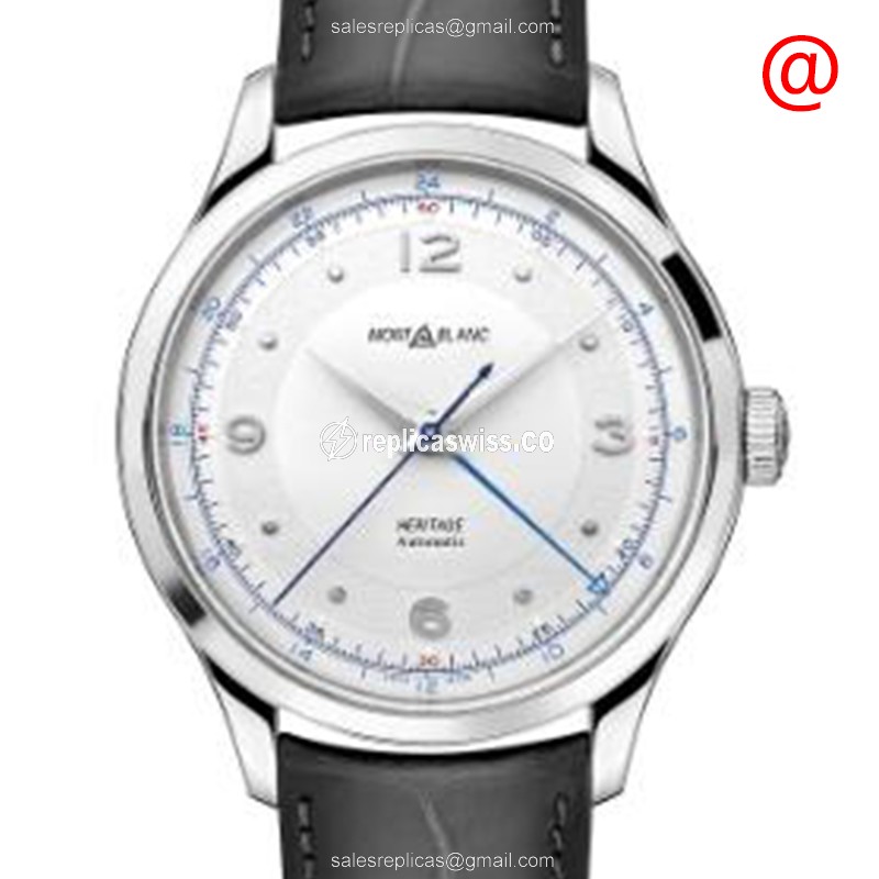 Mont Blanc 119948 Tradition: Sleek Silver Dial Luxury Leather strap in Stainless Steel