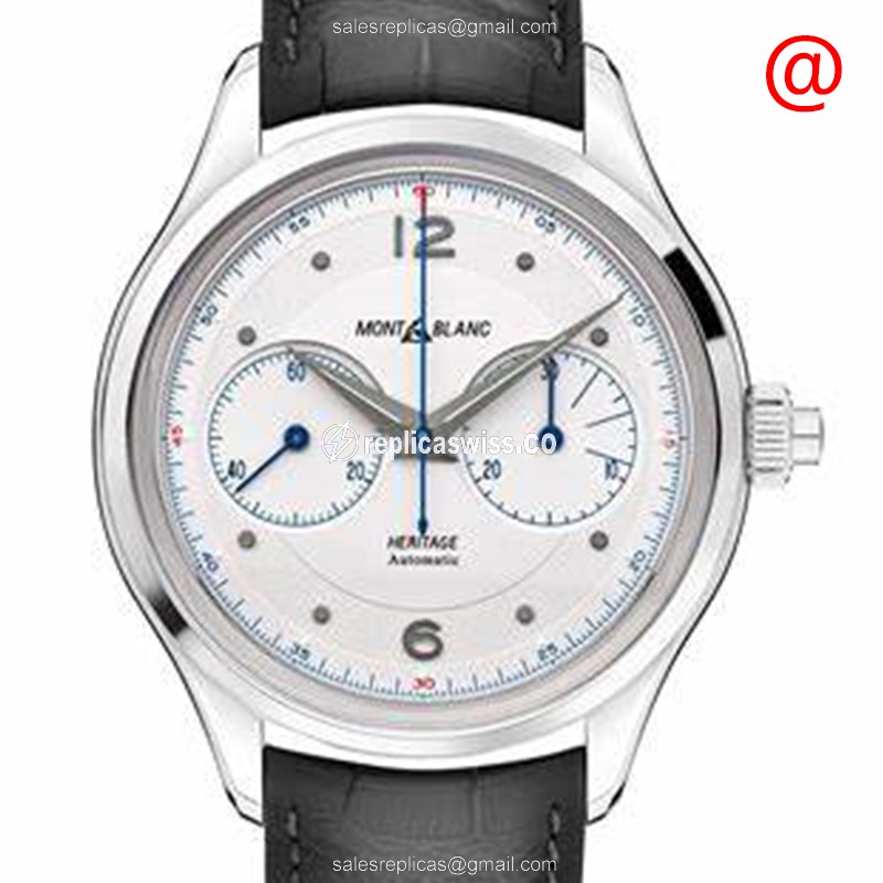 Mont Blanc 119951 Heritage — White Dial, Automatic Movement, Leather Strap Watch