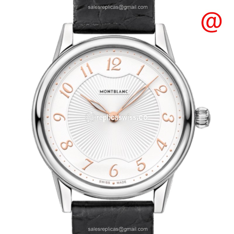 Mont Blanc 123867 BOHEME Quartz Steel Case, White Dial, Alligator Black Strap Watch