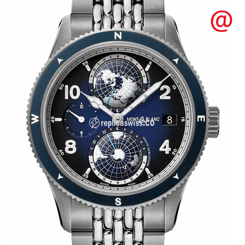 Mont Blanc 125567 1858 Replica in Titanium & Blue, Automatic Self-Winding Movement Watch