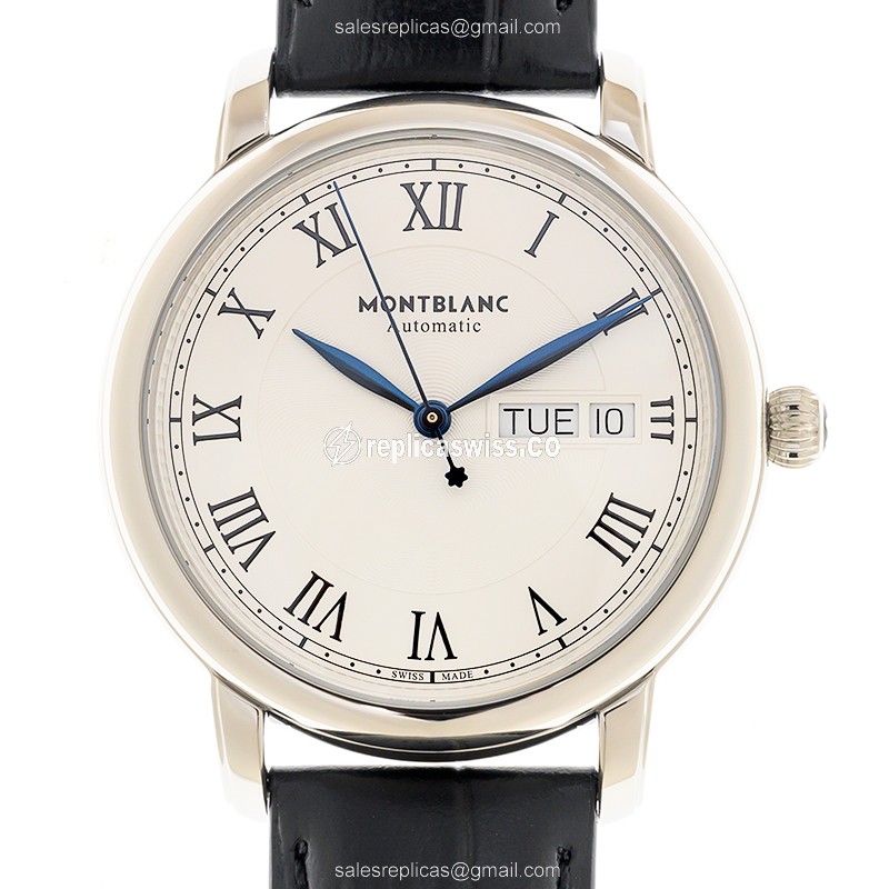 Mont Blanc 128686 Replica Watch | Automatic Movement, White Dial & Cowhide Strap