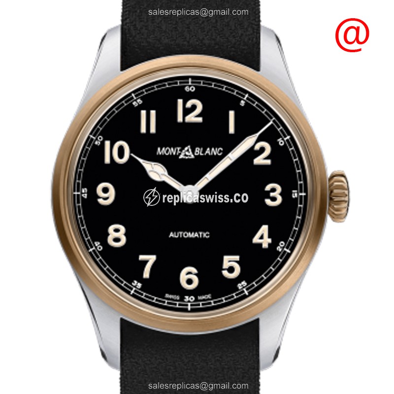 Mont Blanc 1858 Automatic Replica, Black Dial & Stainless Steel Case Watch