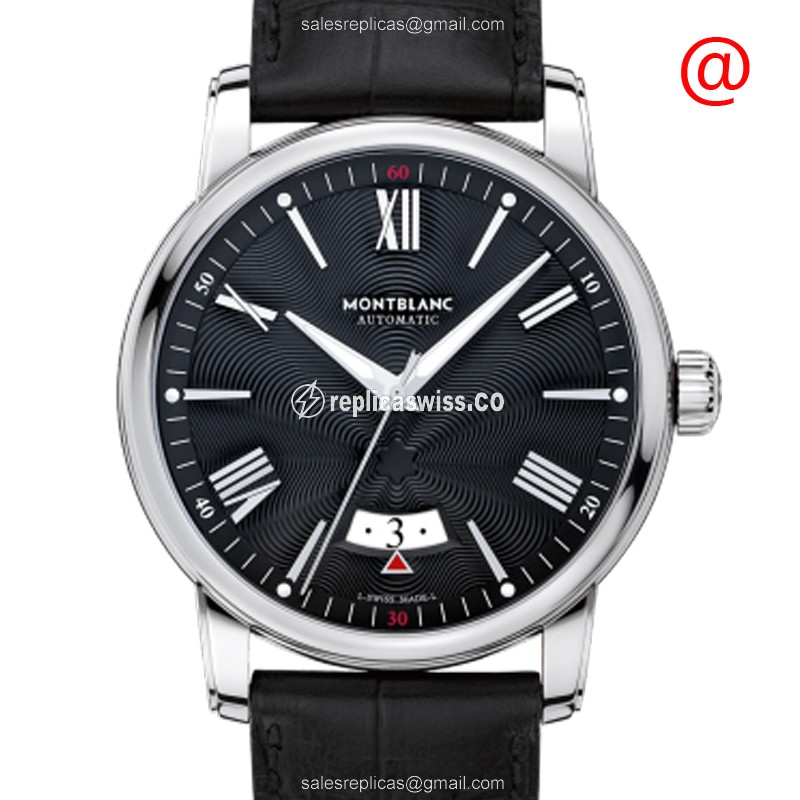 Mont Blanc 4810 Replica, Automatic Movement, Black Steel Case & Alligator strap Watch