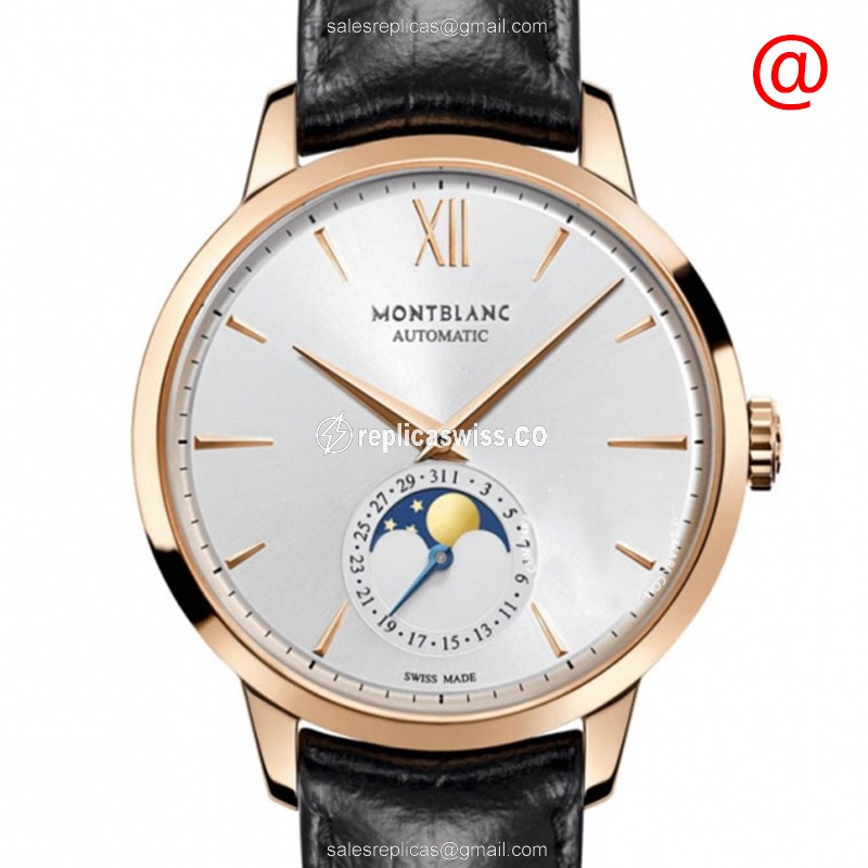 Mont Blanc Heritage Spirit Replica | Automatic Movement | 18kt Rose Gold Case | Silver Dial Watch