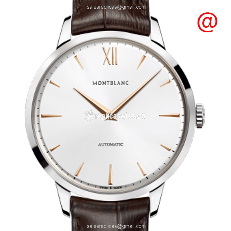 Mont Blanc Meisterstuck Heritage Replica in Silver Dial & Leather Strap, Automatic Movement Watch