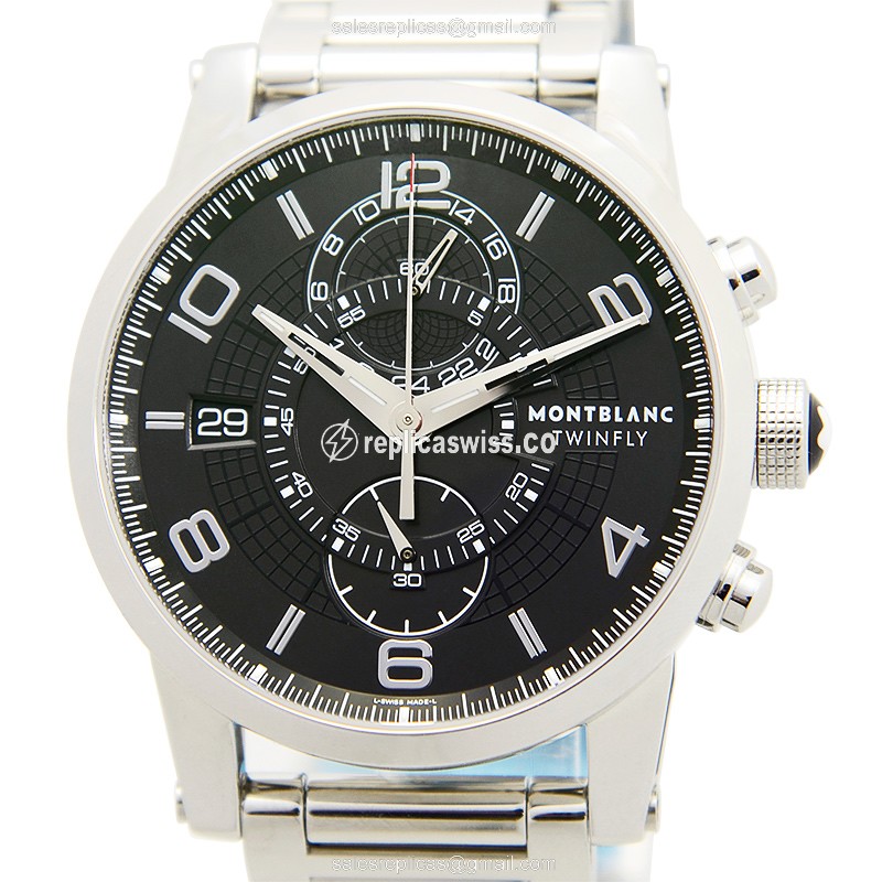 Mont Blanc MONTBLANC104286 TIMEWALKER Steel Case Automatic Black Dial Sapphire Crystal Watch