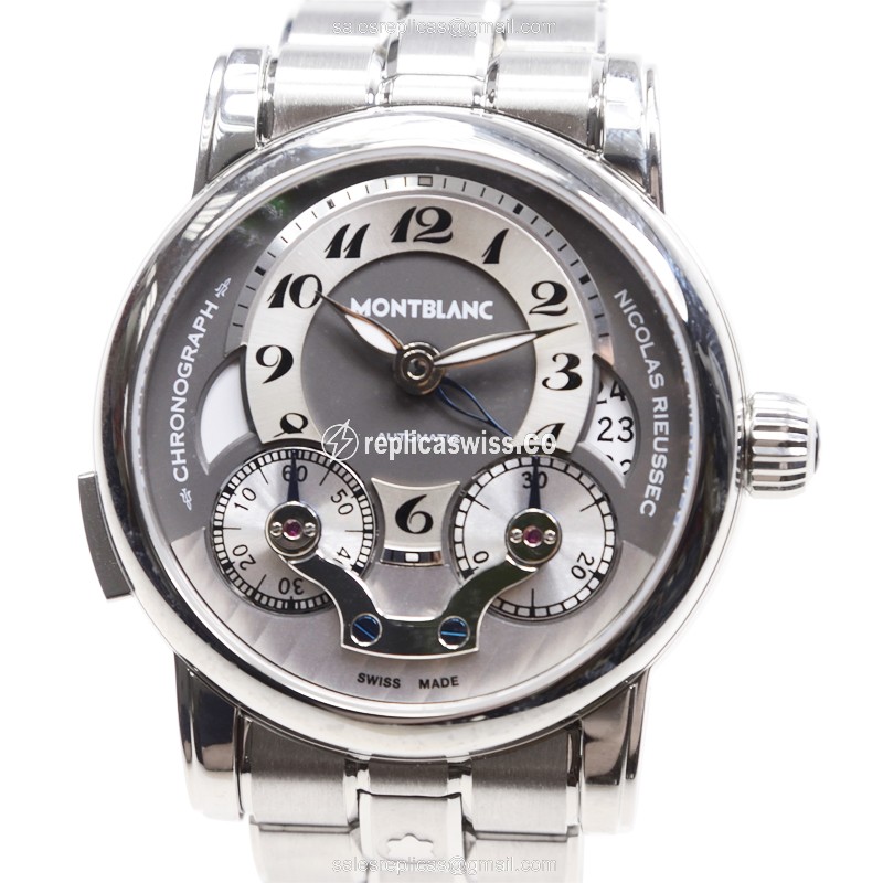 Mont Blanc Nicolas Rieussec Automatic Replica in Grey Dial Steel Case Watch