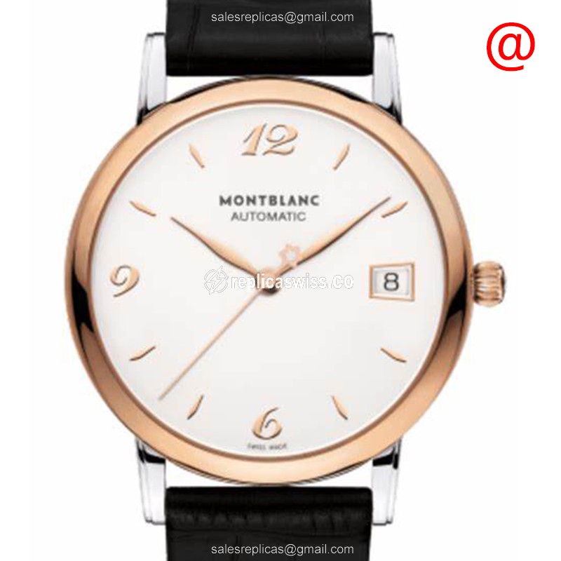 Mont Blanc STAR CLASSIQUE Automatic Replica in 18kt Rose Gold & Steel, Silver Dial & Black