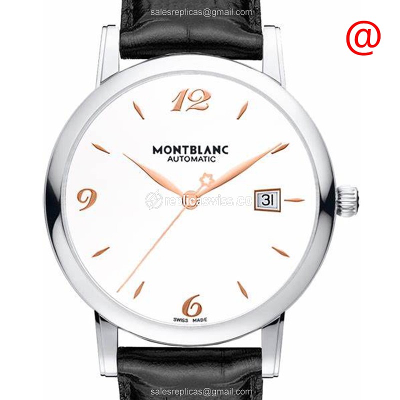 Mont Blanc STAR CLASSIQUE Automatic Steel Case White Dial Alligator Strap Sapphire Crystal Watch