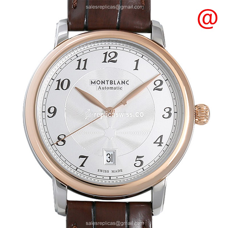 Mont Blanc STAR LEGACY Replica in 18kt Rose Gold & Steel, Automatic Movement, Silver Dial Watch