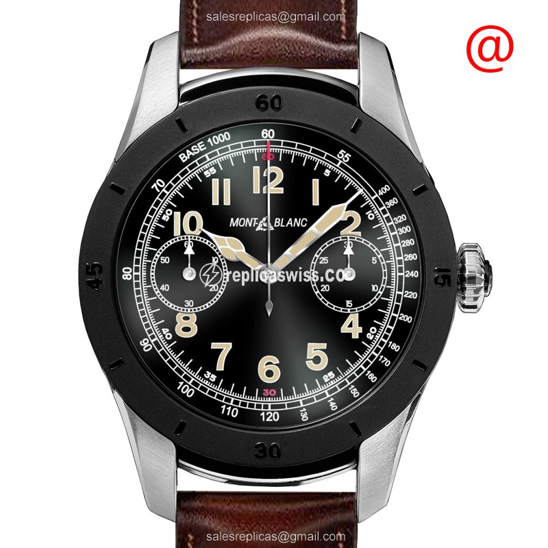 Mont Blanc Summit 117536 Replica Watch | Black Dial, Leather Strap, Quartz Movement