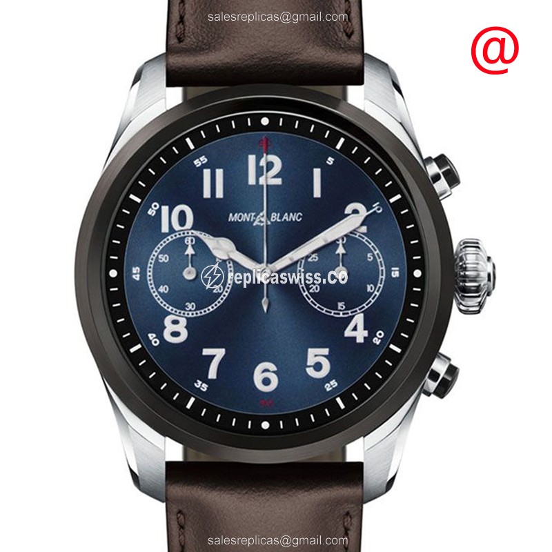 Mont Blanc Summit Replica in Black Dial Stainless Steel, Leather Strap with Quartz Movement