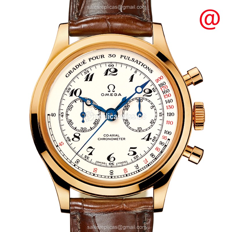 Omega 516.53.39.50.09.001 Manual Wind Gold Watch | White Dial, Leather Strap