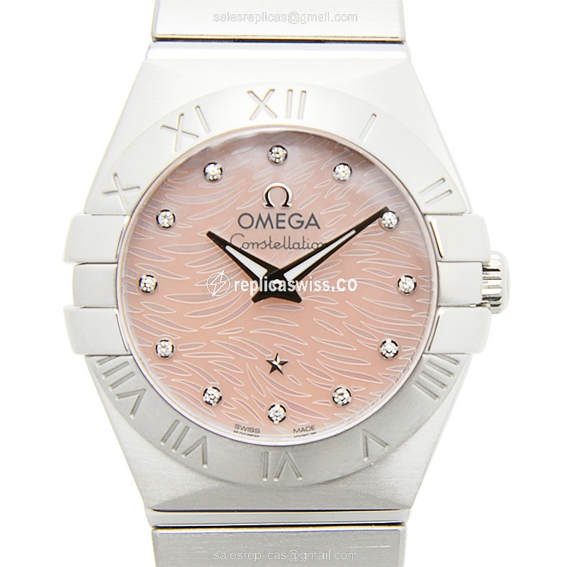 Omega Constellation 123.10.24.60.57.002 Replica | Pink Dial, Steel Case & Clasp Watch