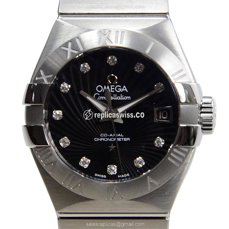 Omega Constellation 123.10.27.20.51.001 — Automatic Black Dial Steel Case & Silver Steel Strap Watch