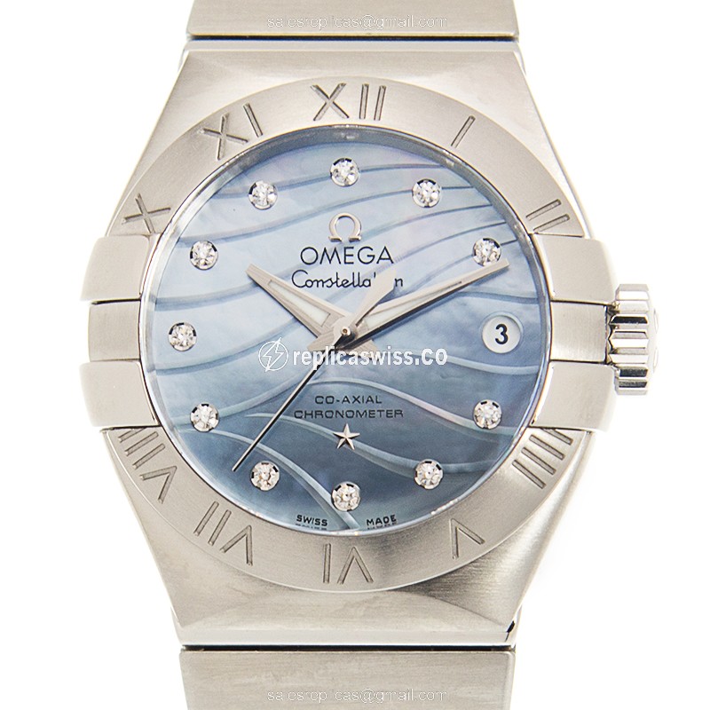 Omega Constellation 123.10.27.20.57.001 Replica | Automatic Movement, Blue Dial, Stainless Steel