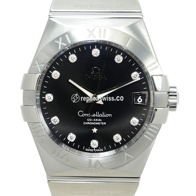 Omega Constellation 123.10.38.21.51.001 Replica | Automatic Movement, Black Dial, Stainless Steel