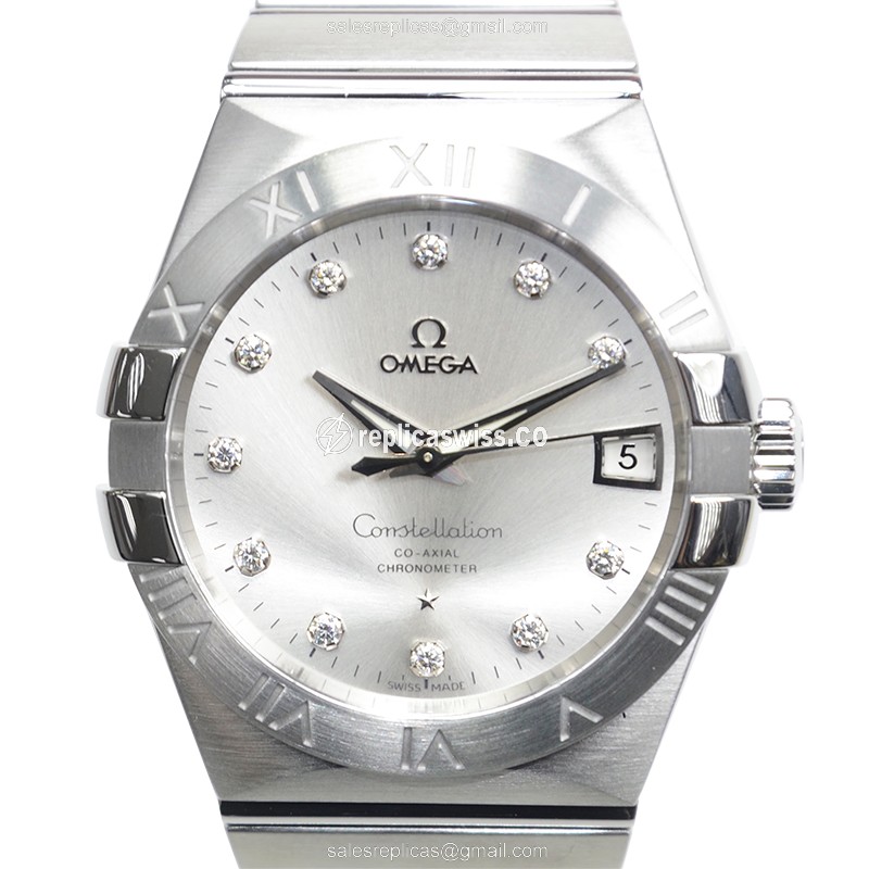 Omega Constellation 123.10.38.21.52.001 Replica | Automatic Movement | Silver Dial & Clasp Watch