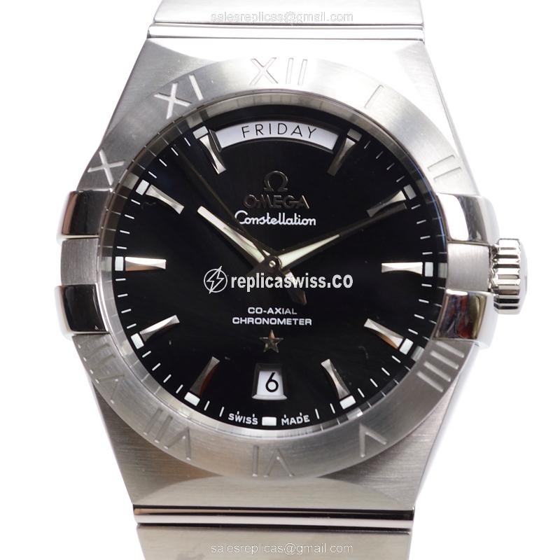 Omega Constellation 123.10.38.22.01.001 Replica | Automatic Movement, Black Dial, Stainless Steel