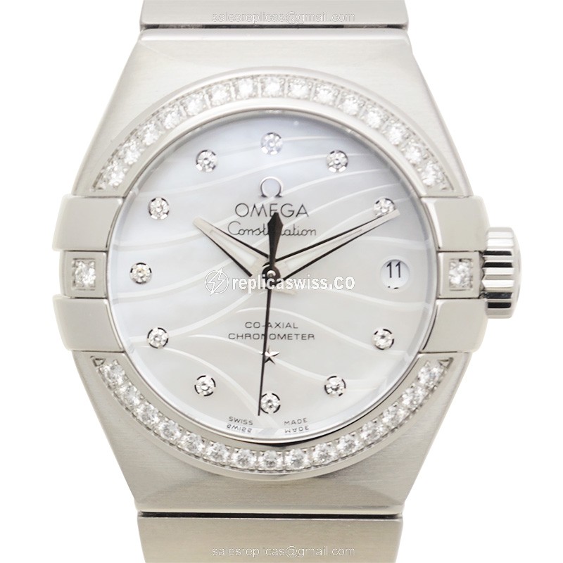 Omega Constellation 123.15.27.20.55.002 Replica | Automatic Movement | White Dial & Silver Steel