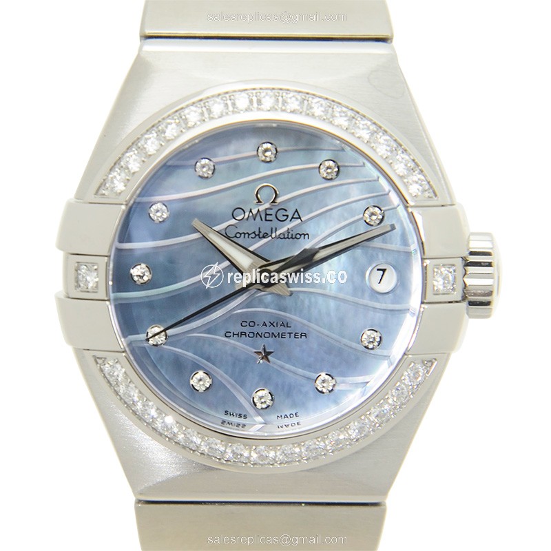 Omega Constellation 123.15.27. Blue Dial Automatic Replica, Steel Case & Sapphire Crystal Watch