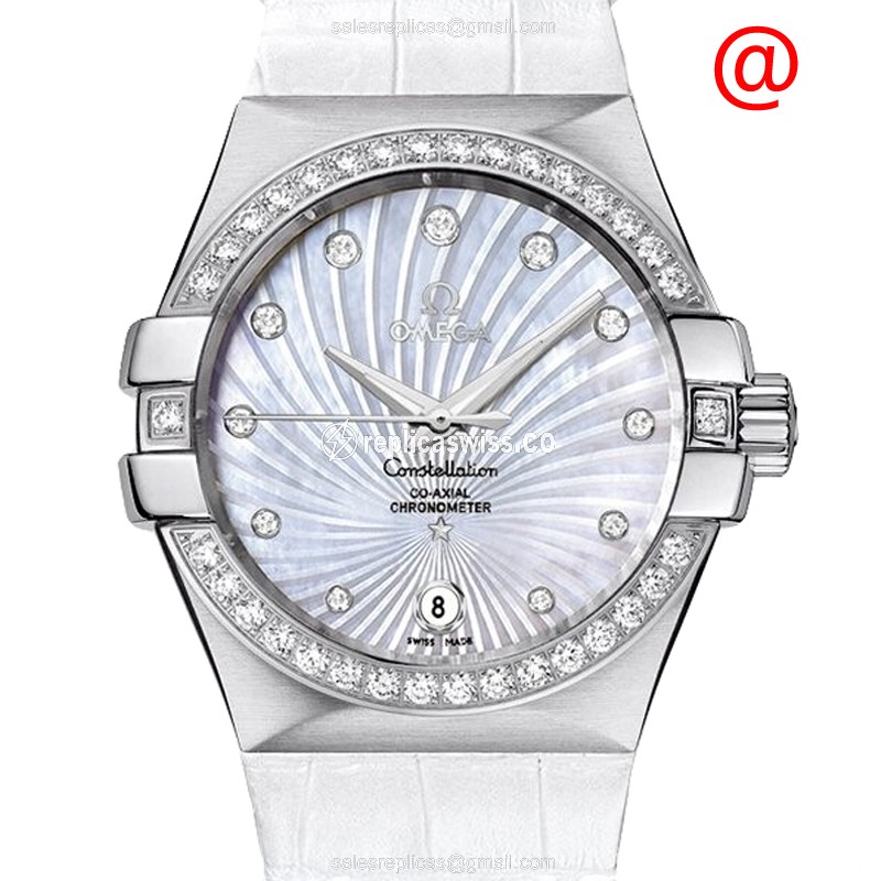 Omega Constellation 123.18.35.20.55.001 — White Dial Automatic, Stainless Steel & Diamond Case Watch