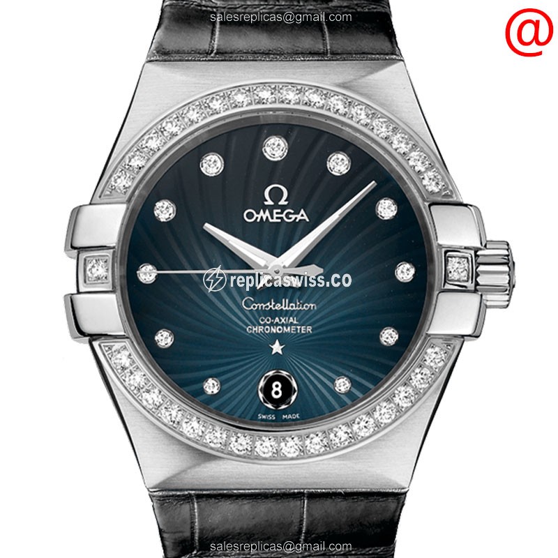 Omega Constellation 123.18.35.20.56.001 | Blue Dial, Diamond Case, Automatic Movement Watch