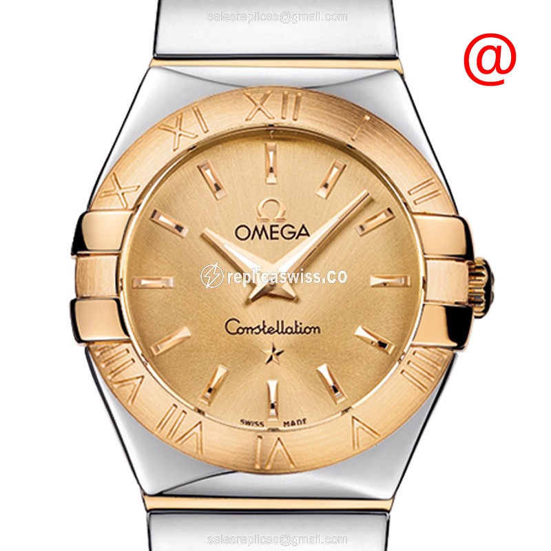 Omega Constellation 123.20.27.60.08.002 Replica, 18kt Gold Yellow Dial, Quartz Movement Watch