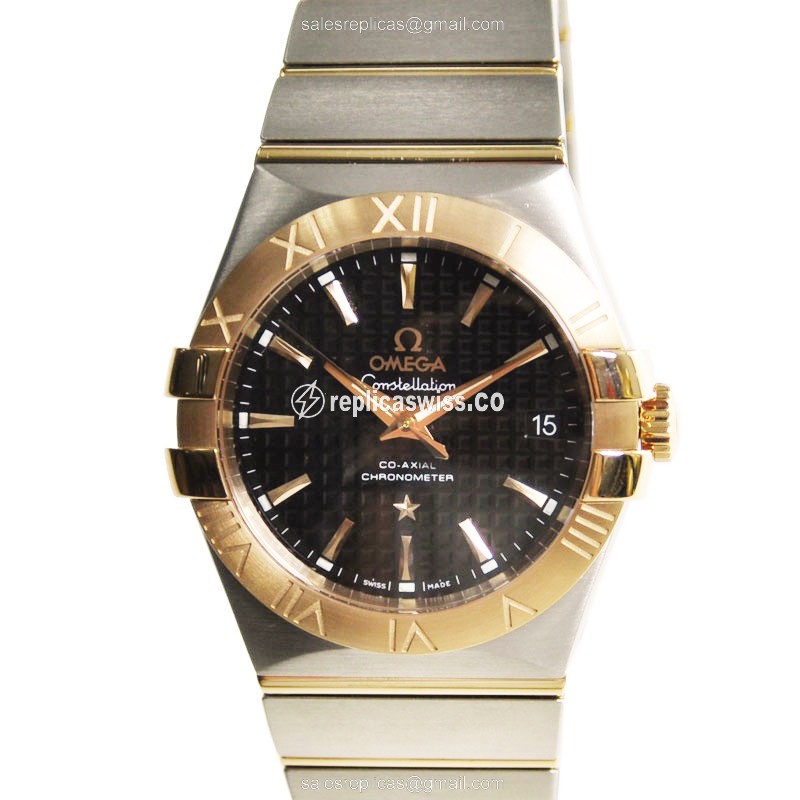 Omega Constellation 123.20.35.20.01.001 Replica | Black Dial, 18kt Steel Case & Automatic Movement