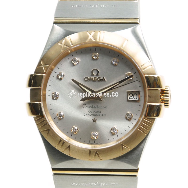 Omega Constellation 123.20.35.20.52.001 Replica | Automatic Movement | Silver Dial & Gold Strap