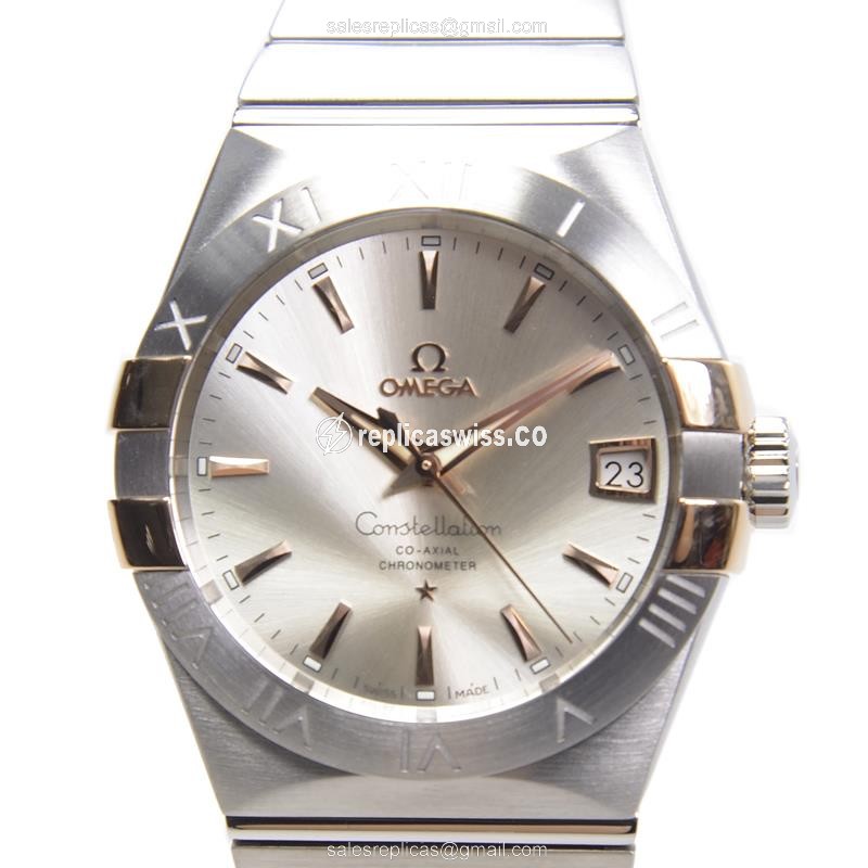 Omega Constellation 123.20.38.21.02.004 Replica | Automatic Movement | Silver Dial & Clasp Watch