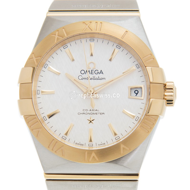 Omega Constellation 123.20.38.21.02.006 Replica in 18kt Gold Steel with Silver Dial & Automatic