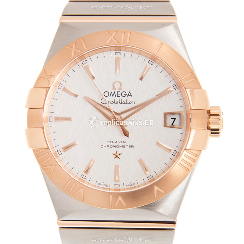 Omega Constellation 123.20.38.21.02.007 | Automatic Movement, 18kt White Dial & Gold Steel Strap