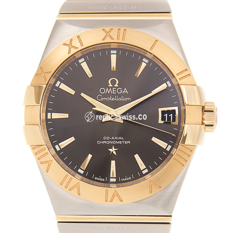 Omega Constellation 123.20.38.21.06.001 Replica Watch | Automatic Movement, Gray Dial & Gold Clasp