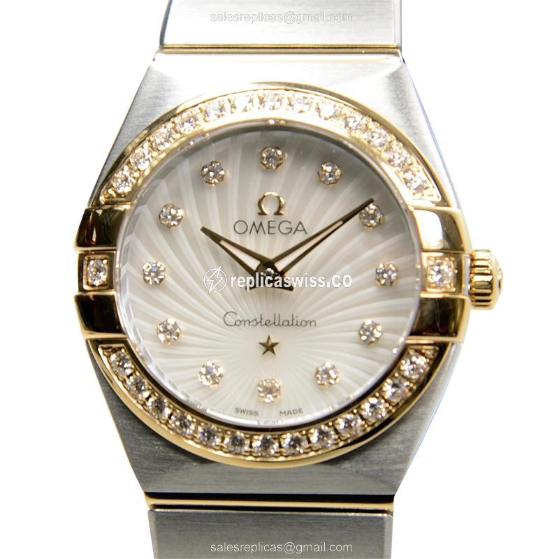 Omega Constellation 123.25.24.60.55.004 Replica | White Dial, 18kt Steel Case & Strap Watch