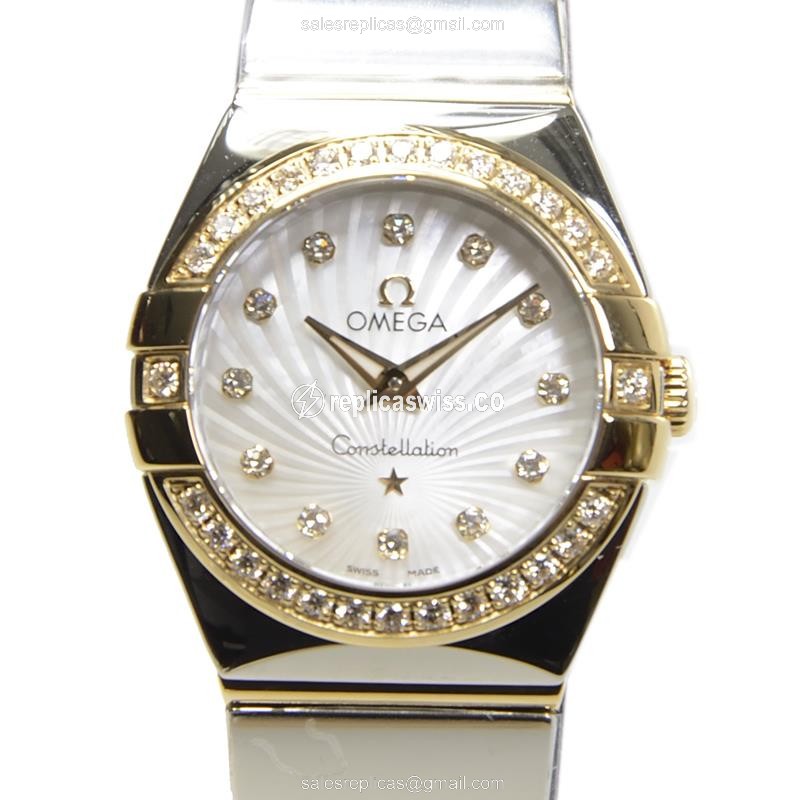 Omega Constellation 123.25.24.60.55.008 Replica | White Dial, 18kt Steel Case & Strap Watch