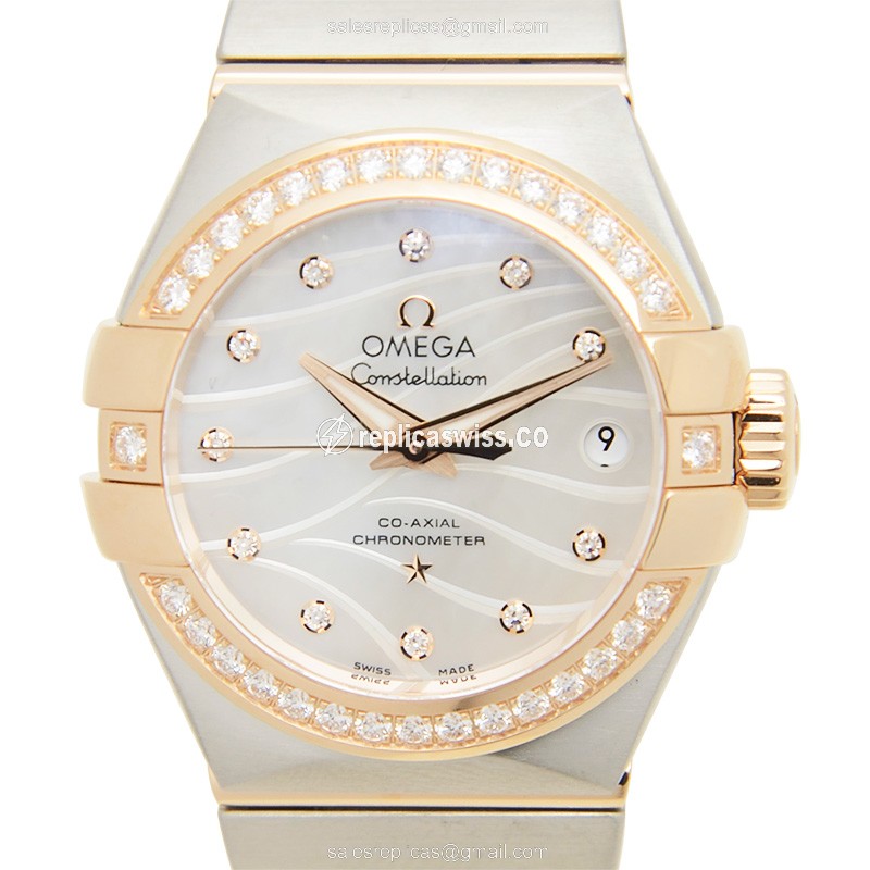 Omega Constellation 123.25.27.20.55.005 | Automatic White Dial | 18kt Rose Gold & Diamond Bezel