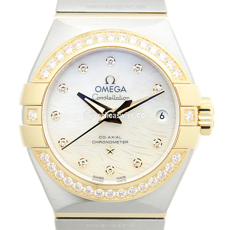 Omega Constellation 123.25.27.20.55.007 — Automatic White Dial, 18kt Steel & Silver strap Watch