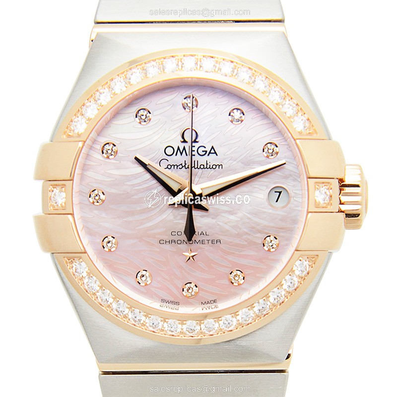 Omega Constellation 123.25.27.20.57.004 Replica | Automatic Movement, 18kt Pink Gold Bezel Watch