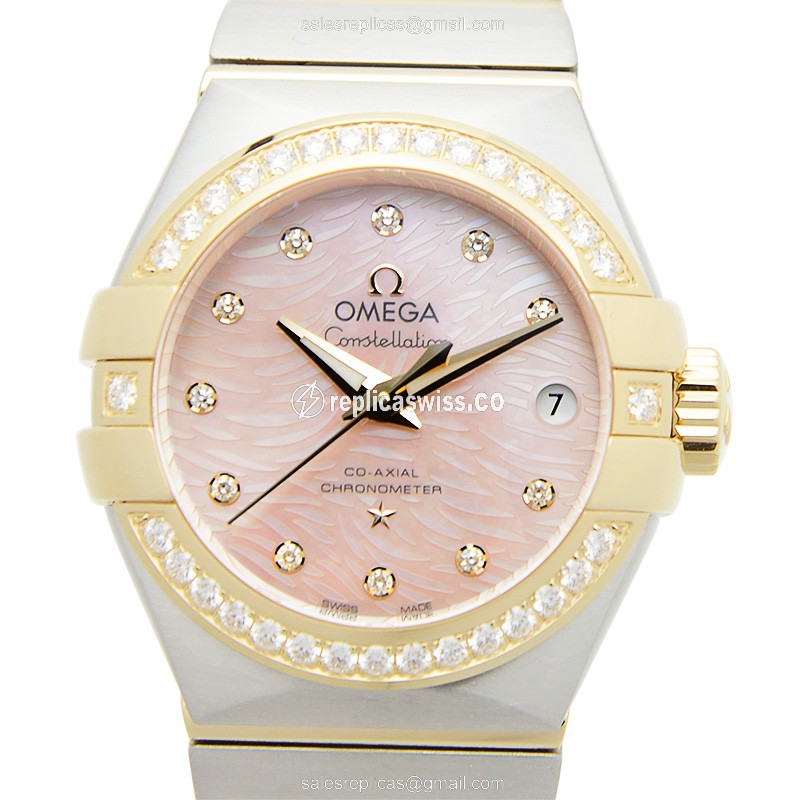 Omega Constellation 123.25.27.20.57.005 Replica | Automatic Movement, Pink Dial & 18kt Steel Case