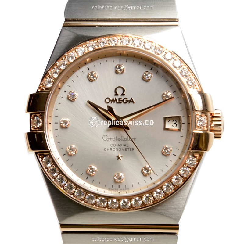 Omega Constellation 123.25.35.20.52.001 Replica, Automatic Movement, 18kt Rose Gold & Silver Dial