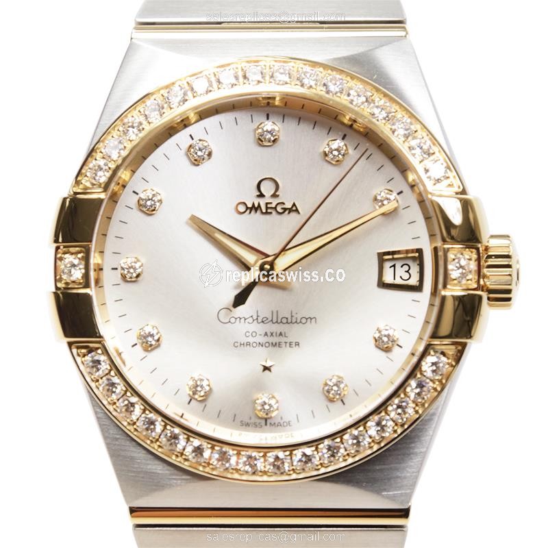 Omega Constellation 123.25.38.21.52.002 Replica, Automatic, 18kt Steel Case & Silver Dial Watch