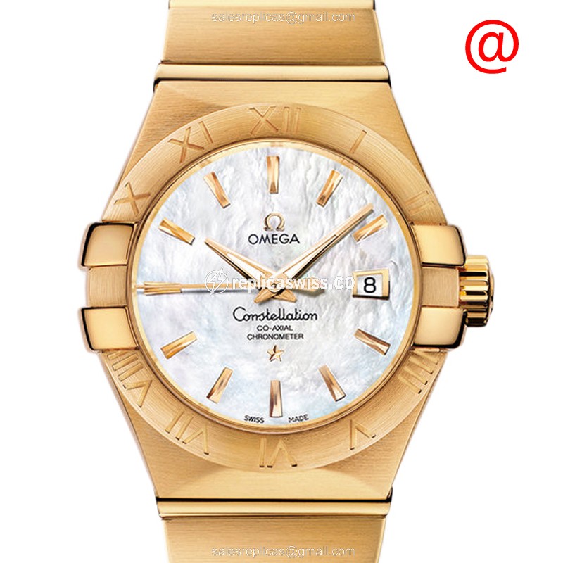 Omega Constellation 123.50.31.20.05.002 Replica | Automatic Movement, 18kt Gold Case & White Dial