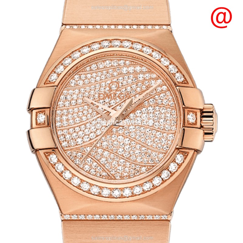 Omega Constellation 123.55.27.20.55.006 Replica | Automatic Movement | 18kt Gold & Diamond Case